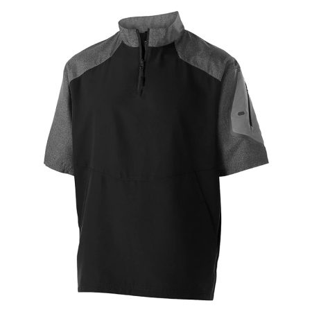 zipper-half-stand-collar-short-sleeved-pullover