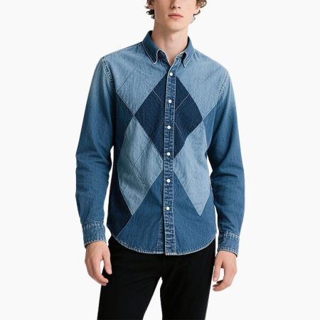 fashionable-mens-stretch-long-sleeved-denim-shirt