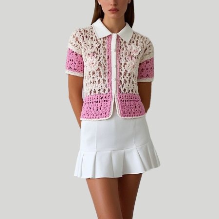 womens-lapel-design-knitted-short-sleeved-top