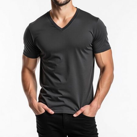 mens-t-shirt-solid-color-v-neck-slim-t-shirt